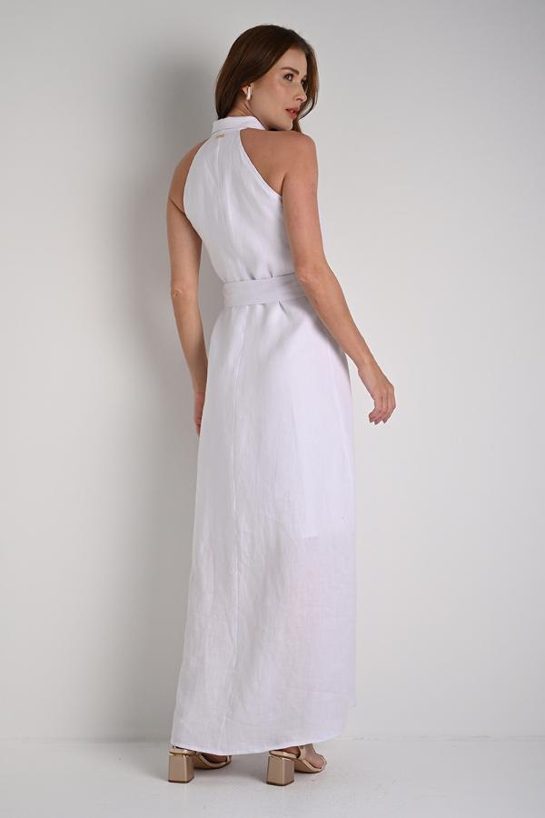 Halter Neck Chemisier Dress Bianco