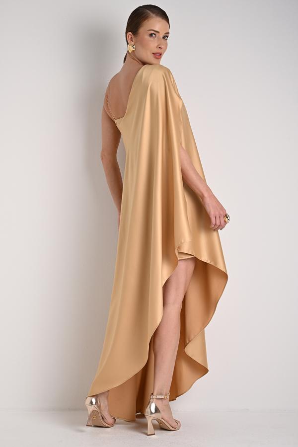 Asymmetric Glam Gold Dress