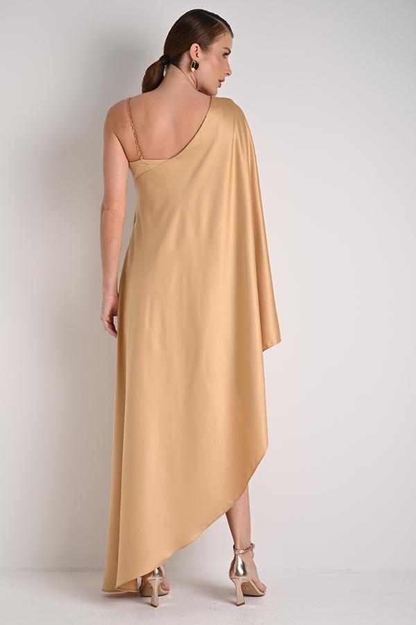 Asymmetric Glam Gold Dress