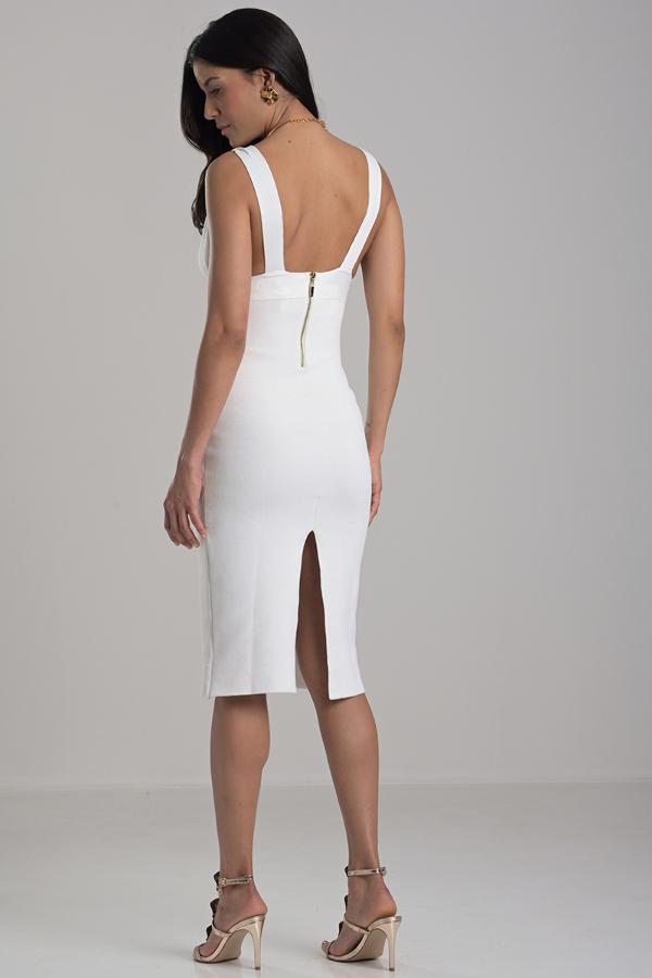 Midi Bandage Knit White Dress