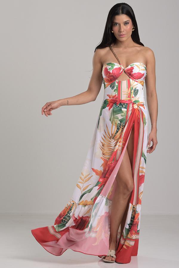 Beach Cover-Up with Ring Detail and Print