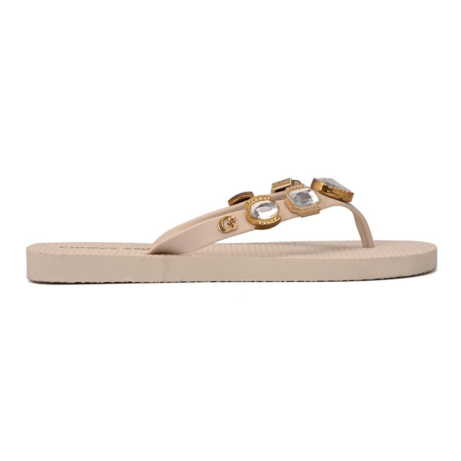 Off-White Flip-Flop with Rhinestones