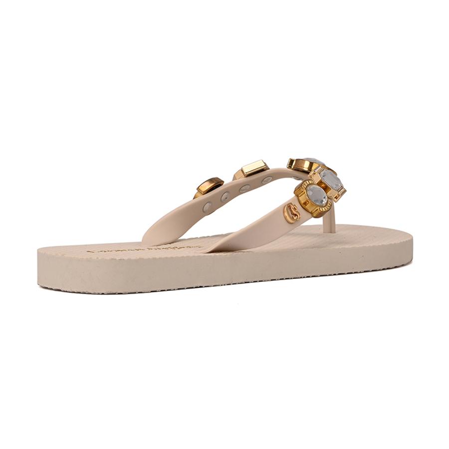 Off-White Flip-Flop with Rhinestones