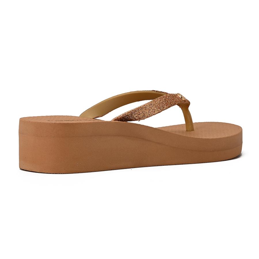 Gold Wedge Flip-Flops with CS Logo