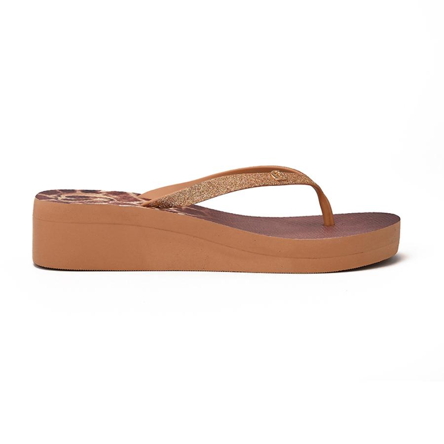 Tan Printed Anabela Flip-Flop