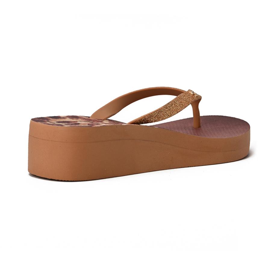 Tan Printed Anabela Flip-Flop
